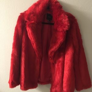 Forever 21 faux fur red short coat
